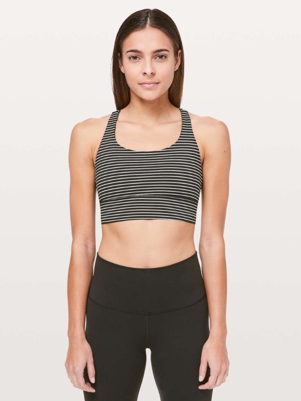 NWT size 4 Lululemon Energy Bra *Long Line Mod Stripe Black White